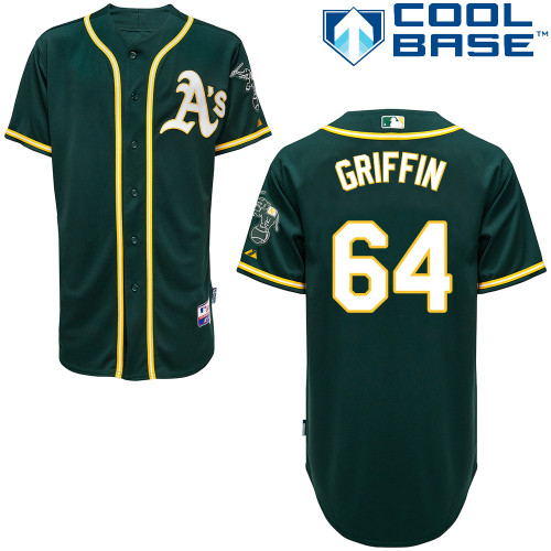 A-J Griffin #64 MLB Jersey-Oakland Athletics Men's Authentic Alternate Green Cool Base Baseball Jersey
